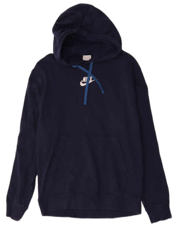 Nike Mens Graphic Hoodie Jumper Small Navy Blue Colourblock Cotton