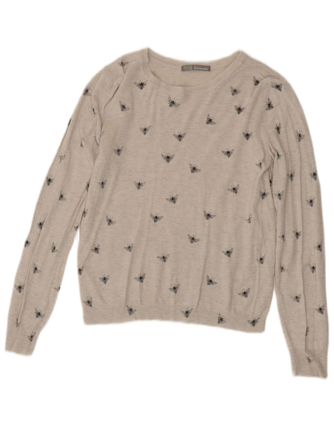 Maglione maglione con scollo a barca da donna Marks & Spencer UK 8 piccolo grigio