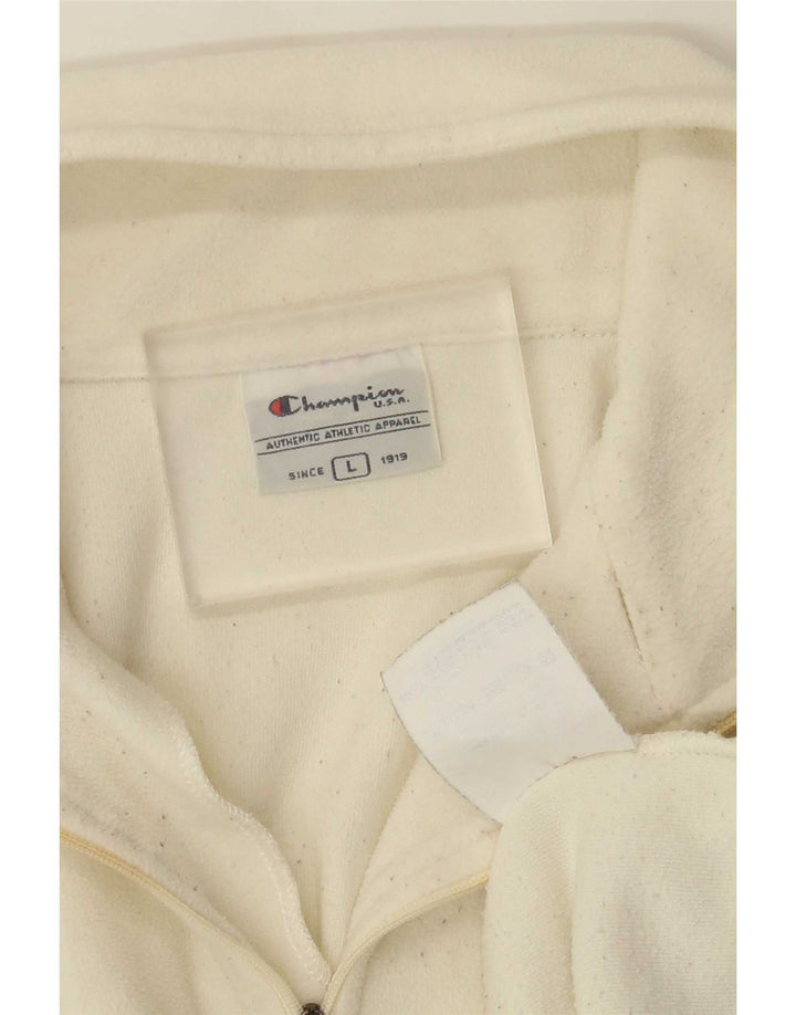 Maglione in pile da uomo con zip e collo Champion, grande, in poliestere bianco sporco