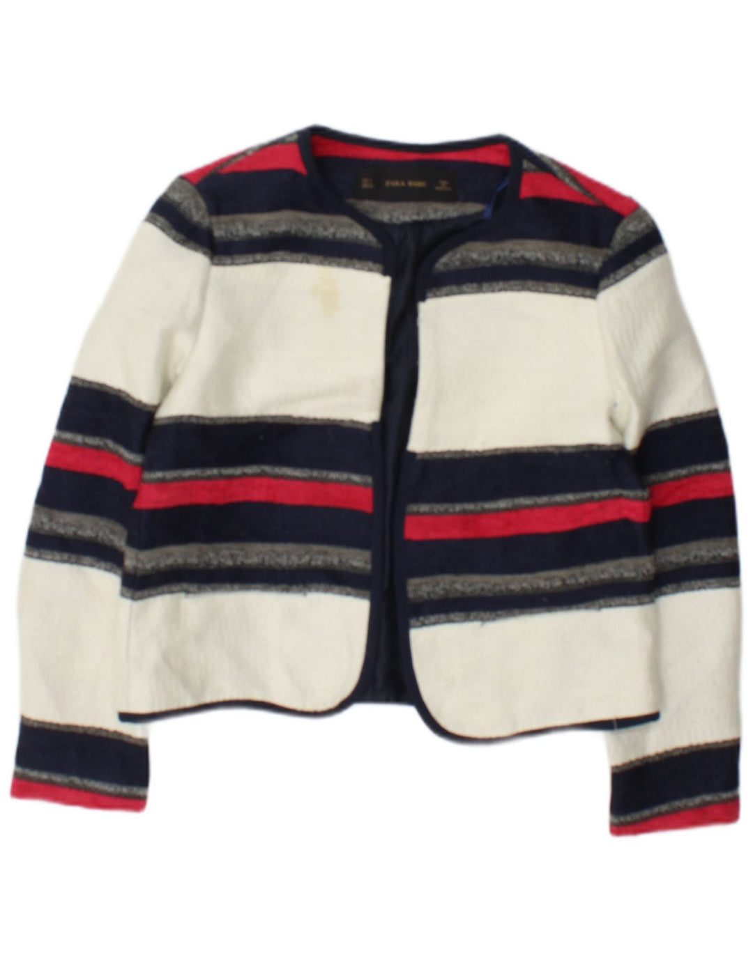 Giacca Bolero aperto da donna Zara UK 10 piccola a righe bianche