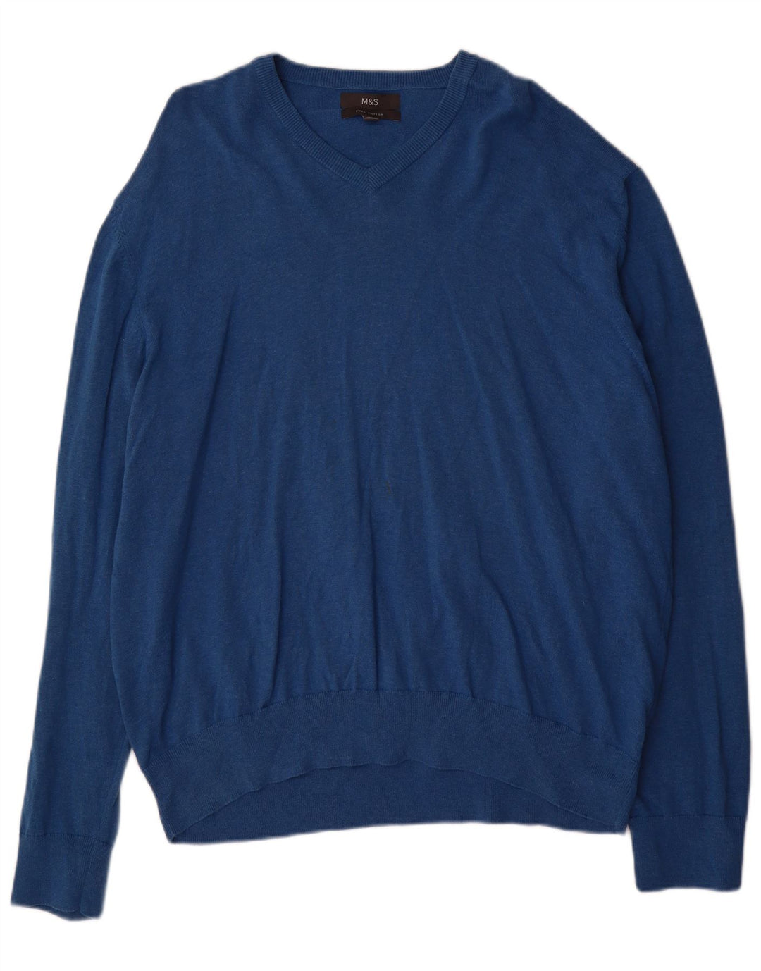 Maglione maglione con scollo a V da uomo Marks & Spencer 3XL cotone blu