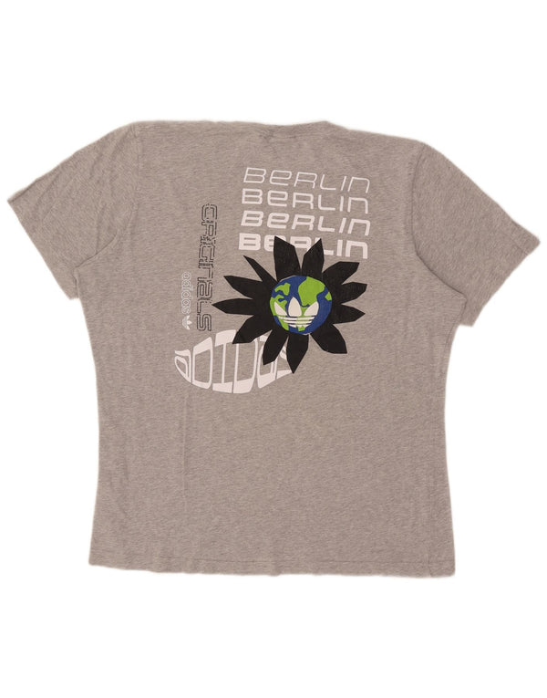 T-shirt grafica da uomo Adidas Top grande in cotone grigio