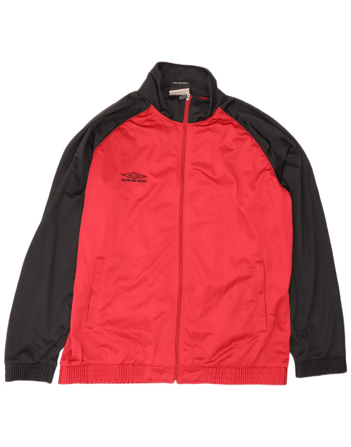 Giacca da tuta da uomo Umbro UK 47/49 2XL Poliestere color block rosso