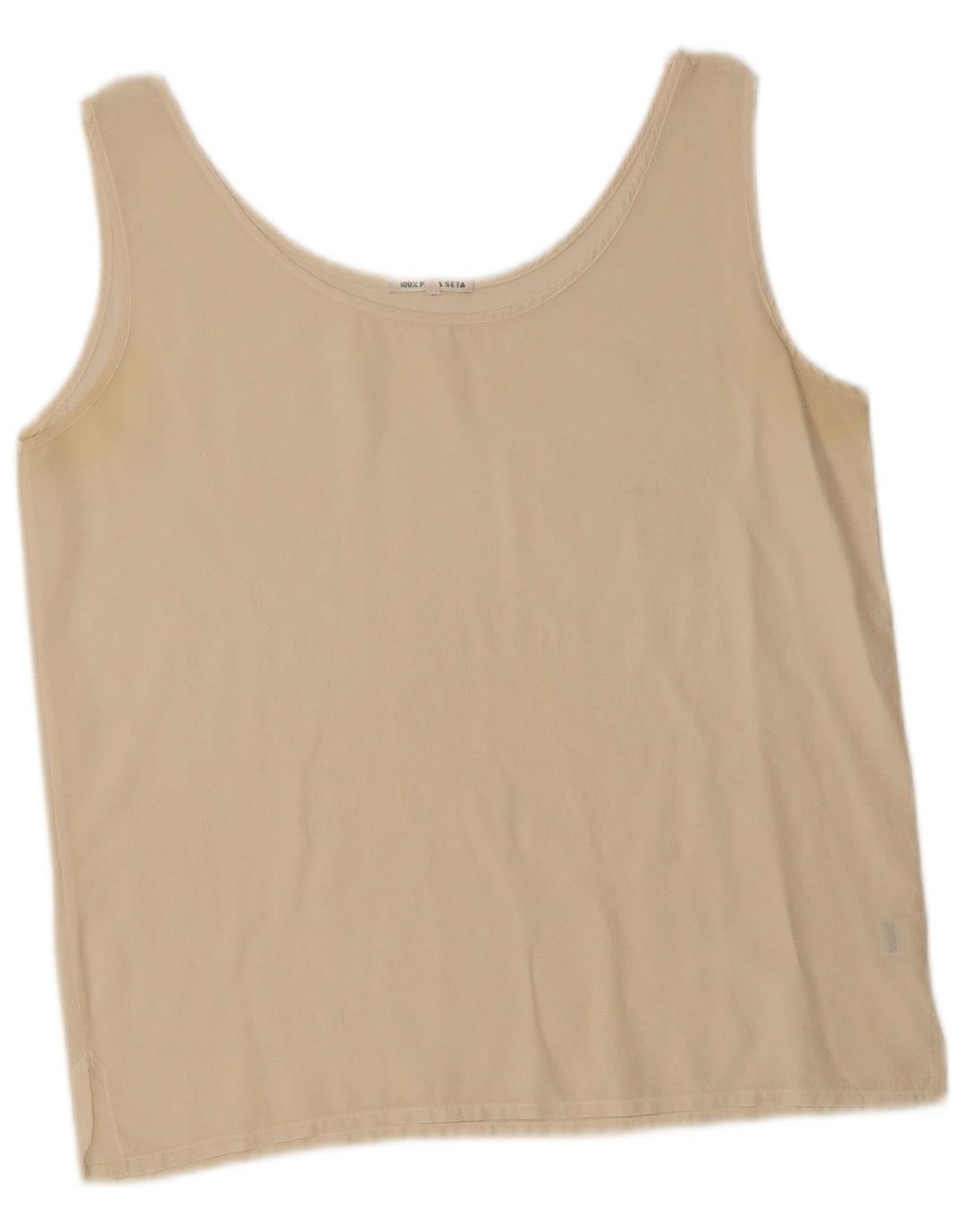 Canotta corta da donna vintage UK 14 Seta beige medio