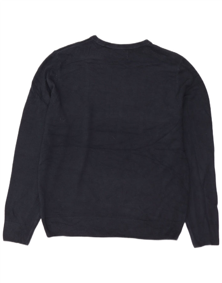 MARKS & SPENCER Maglione girocollo da uomo grande in acrilico blu navy