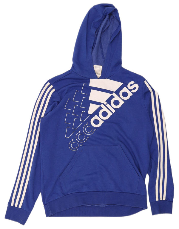 Felpa con cappuccio grafica da ragazzo Adidas 15-16 anni in cotone blu sportivo