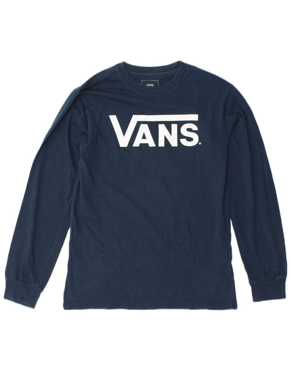 VANS Top grafico da donna vestibilità classica manica lunga UK 10 Small Blu Navy