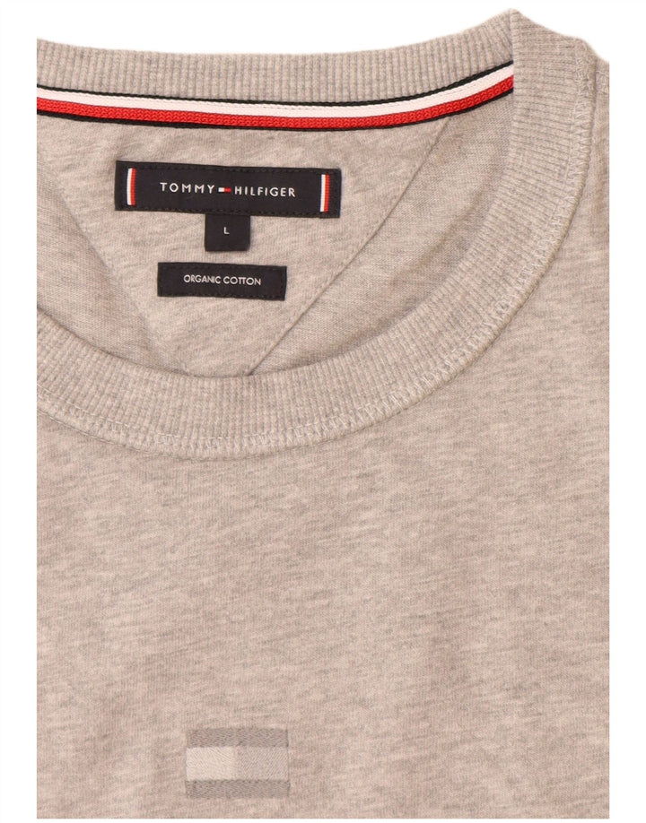 TOMMY HILFIGER T-shirt da uomo Top Large in cotone grigio