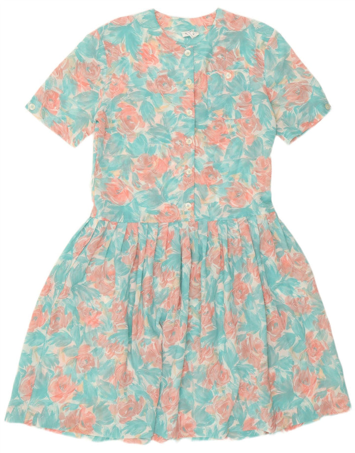 Abito scampanato da donna Eastex UK 12 Poliestere floreale turchese medio