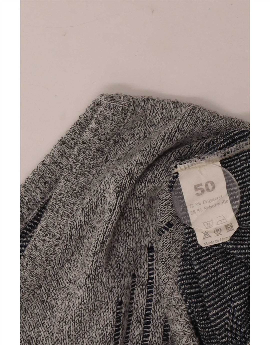 Canotta vintage da uomo canotta EU 50 poliacrilico geometrico grigio medio