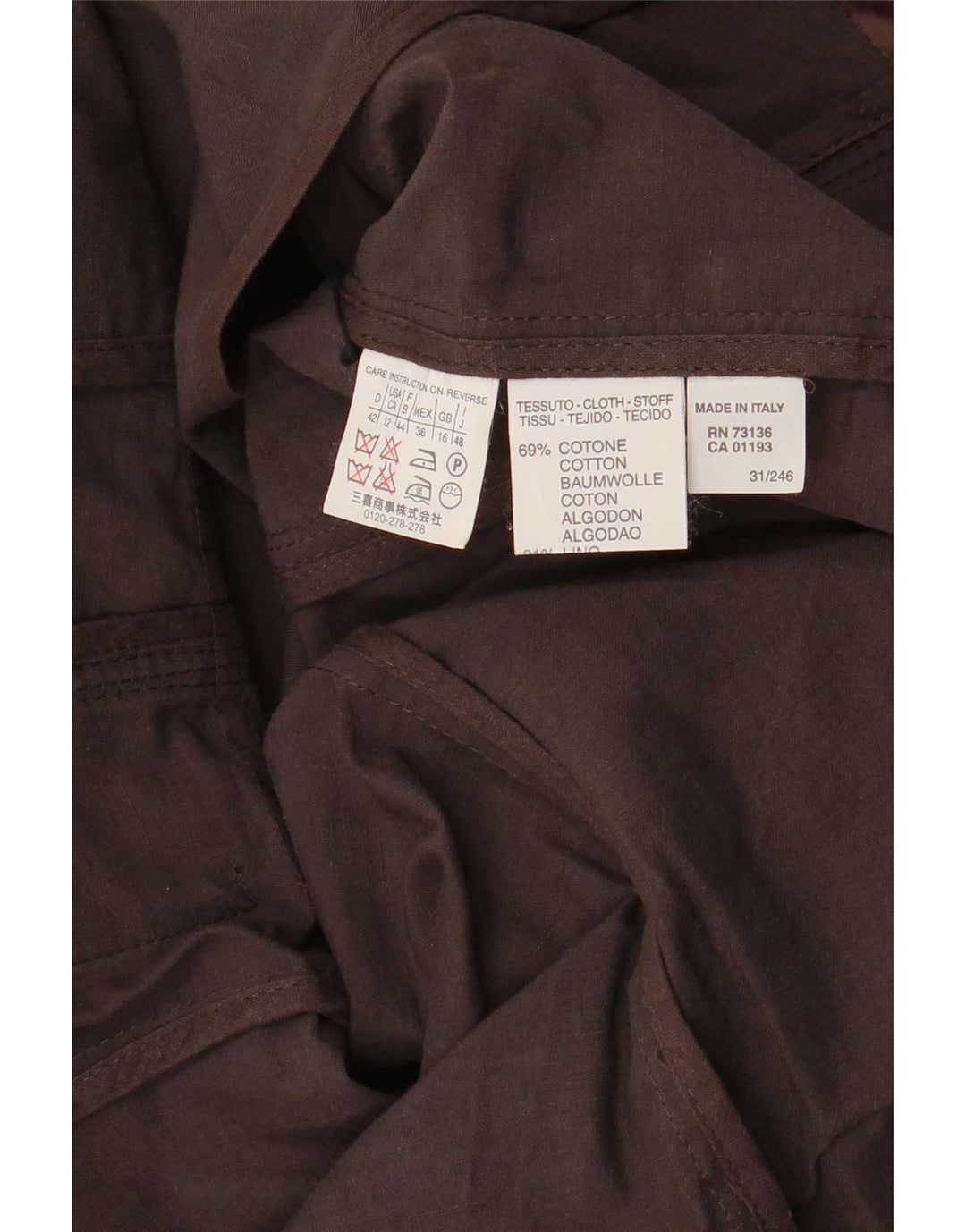 Giacca blazer da donna a 2 bottoni Marella UK 16 grande cotone marrone