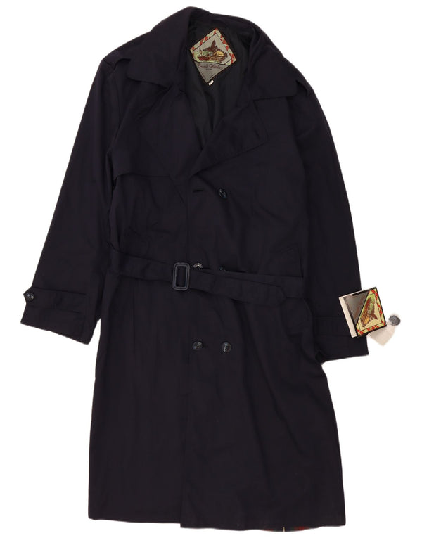 Trench da uomo vintage UK 42 XL poliestere blu navy