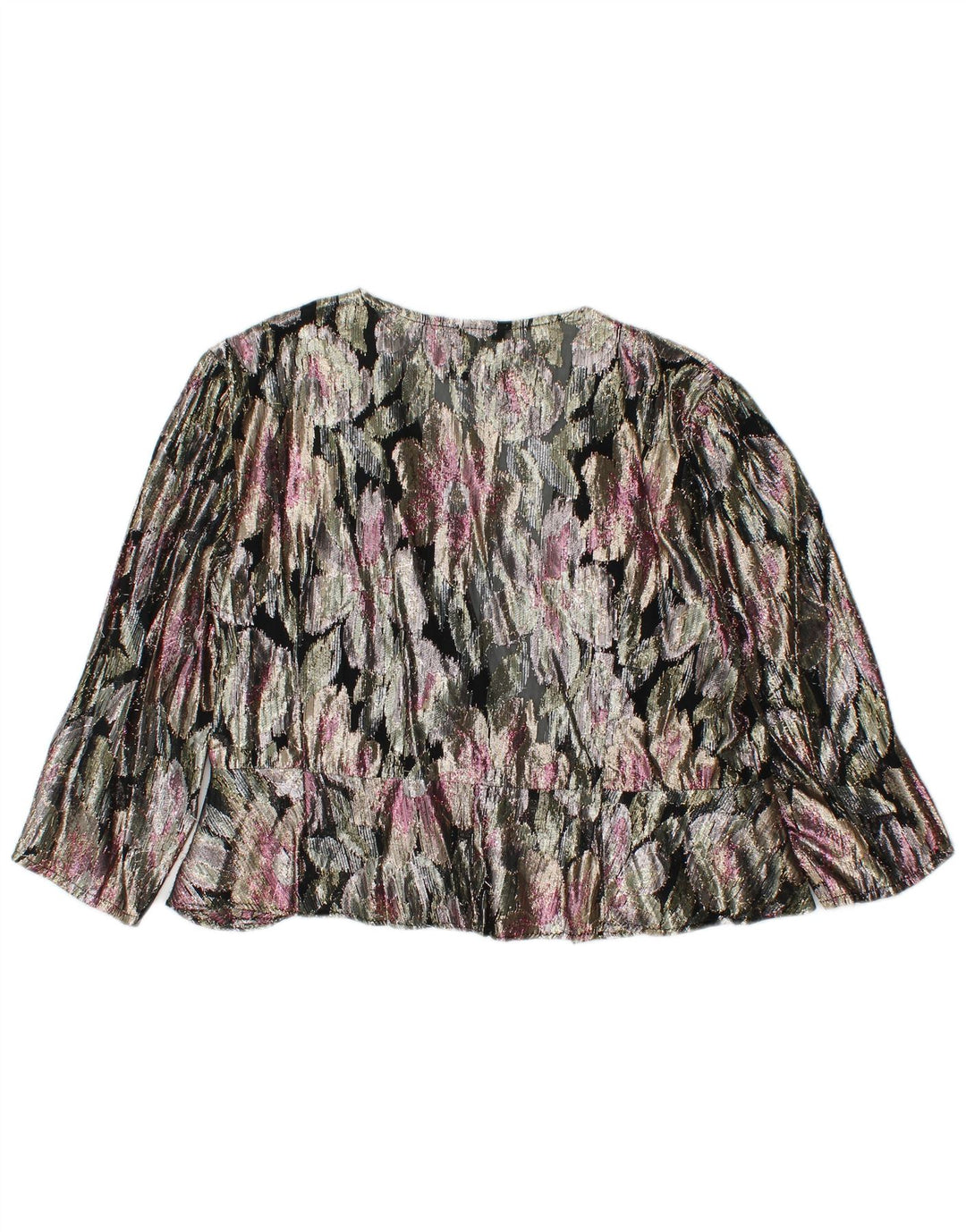 ARELLA Top cardigan corto da donna UK 16 Grande floreale multicolore