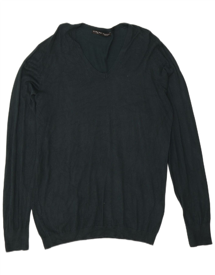 Maglione Zara da uomo con scollo a V XL verde viscosa
