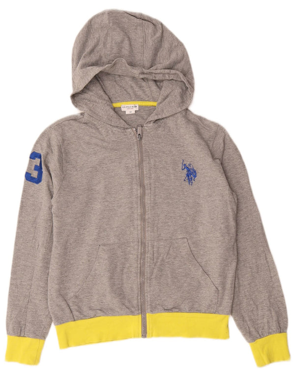 Polo Assn. Maglione con cappuccio e zip da bambino 11-12 anni Colore grigio color block