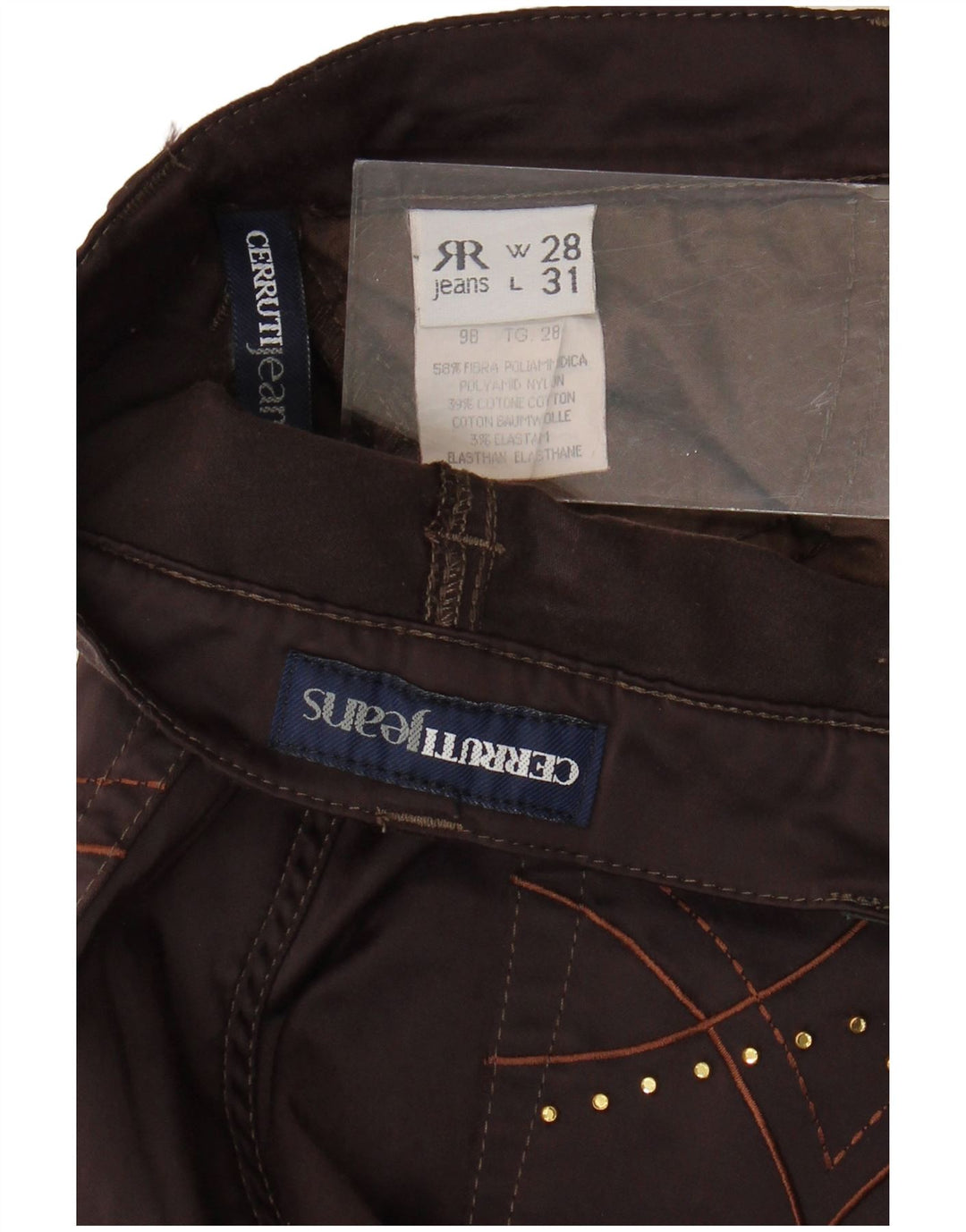 Pantaloni casual da donna Bootcut Cerruti 1881 W28 L31 Marrone Poliammide