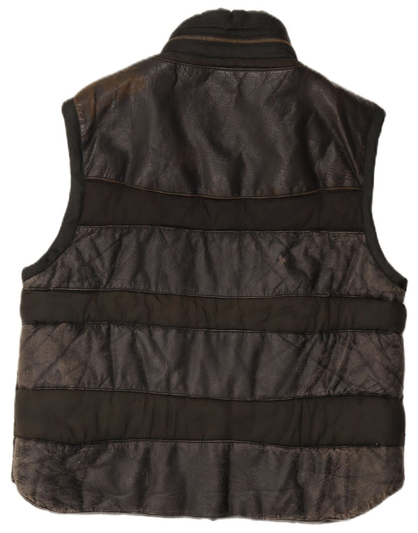 Americanino Gilet in pelle grafica da uomo UK 42 XL Nero Colourblock