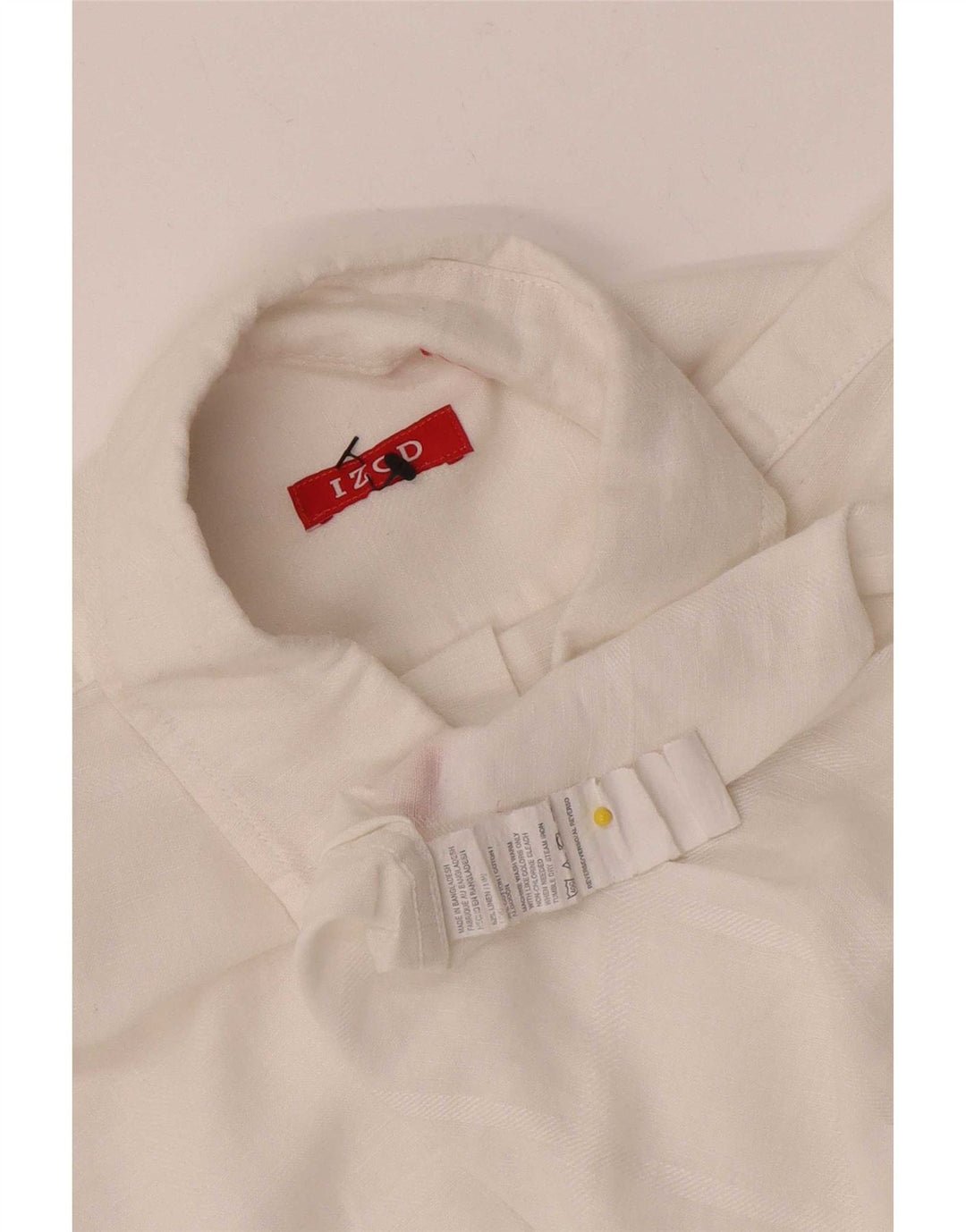 Camicia a maniche corte da uomo Izod in lino a righe bianche medie