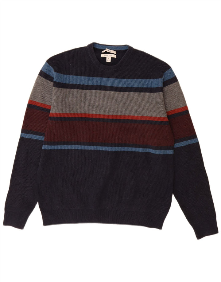 Maglione maglione girocollo da uomo Marks & Spencer color block medio blu navy