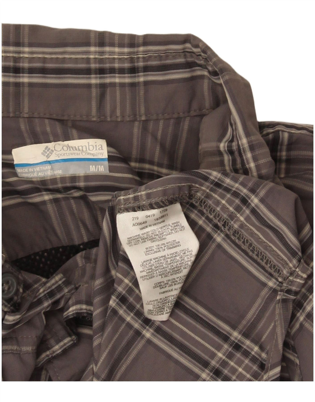 Camicia da uomo Columbia in nylon scozzese grigio medio