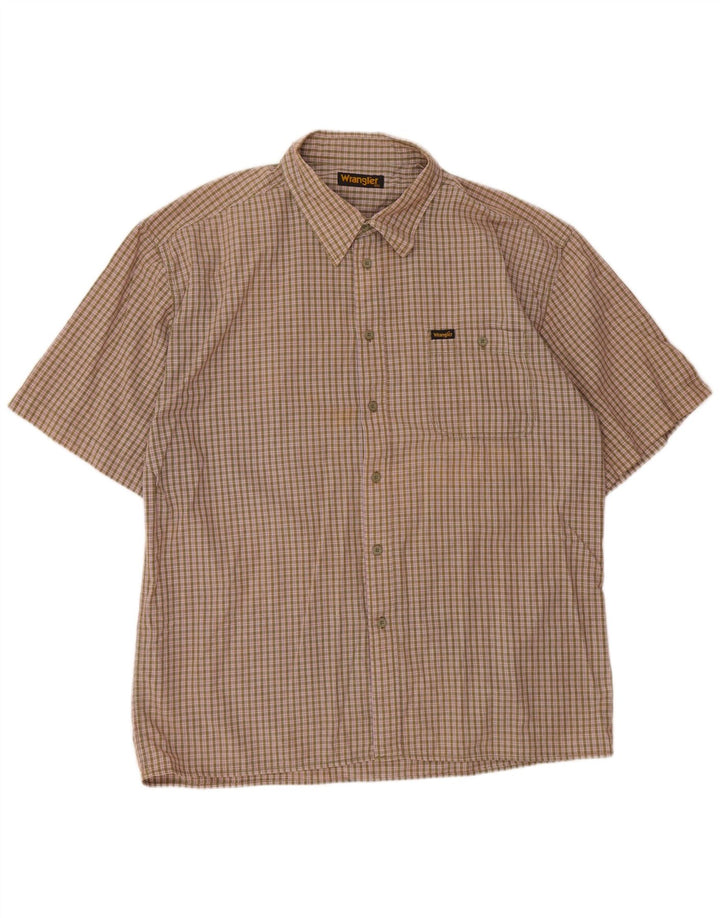 Camicia a maniche corte da uomo WRANGLER 2XL Khaki Gingham