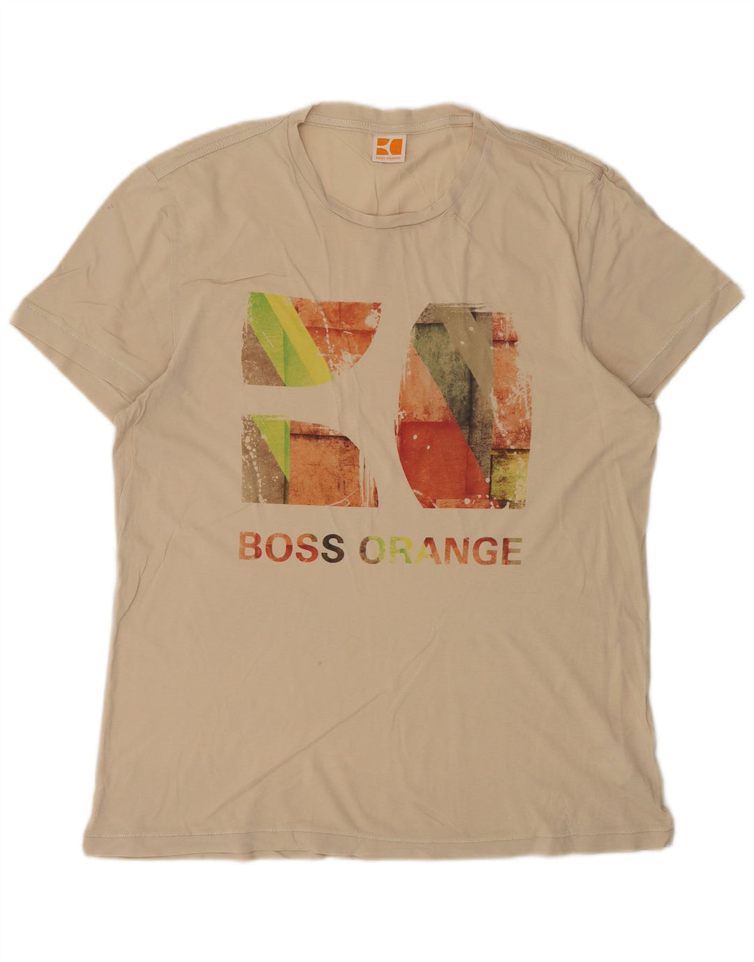 T-shirt grafica da uomo Hugo Boss Top grande in cotone beige