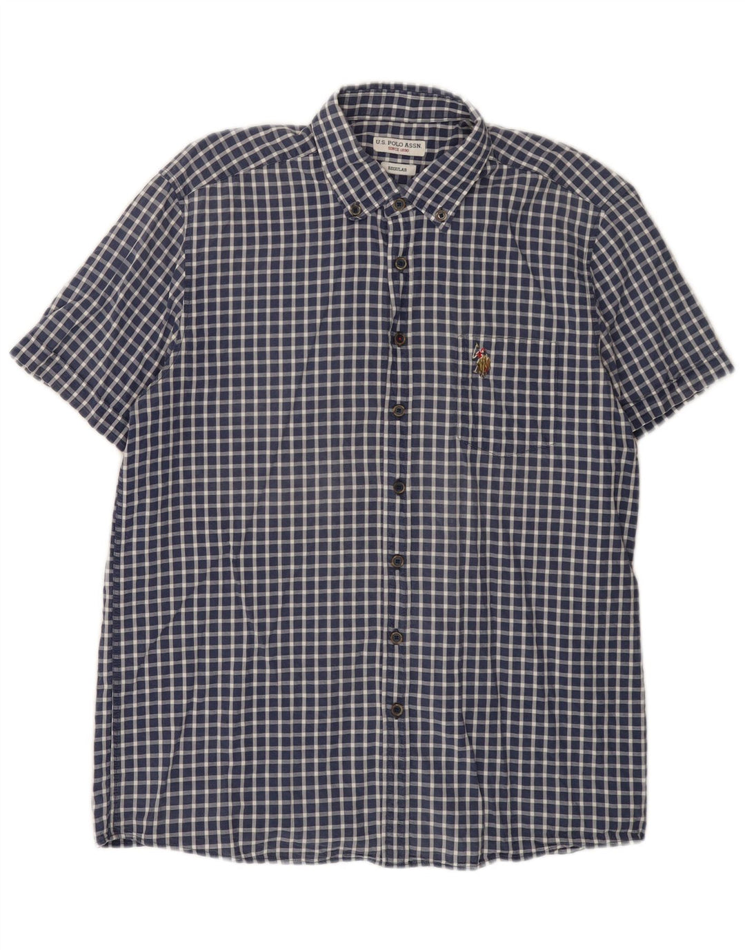 Polo Assn. degli Stati Uniti Camicia da uomo a maniche corte regolare grande a quadretti blu navy