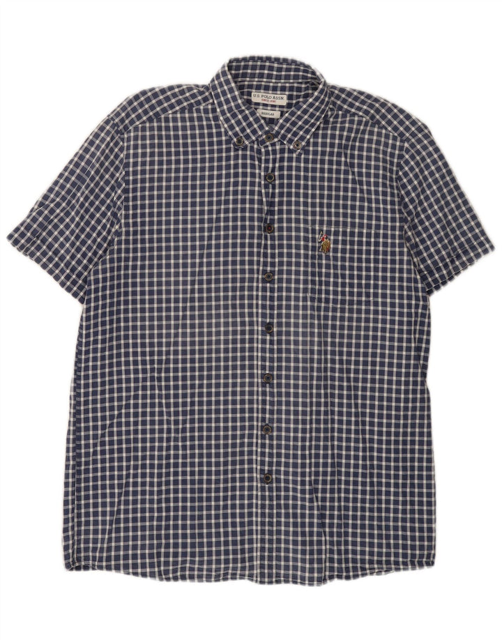 Polo Assn. degli Stati Uniti Camicia da uomo a maniche corte regolare grande a quadretti blu navy
