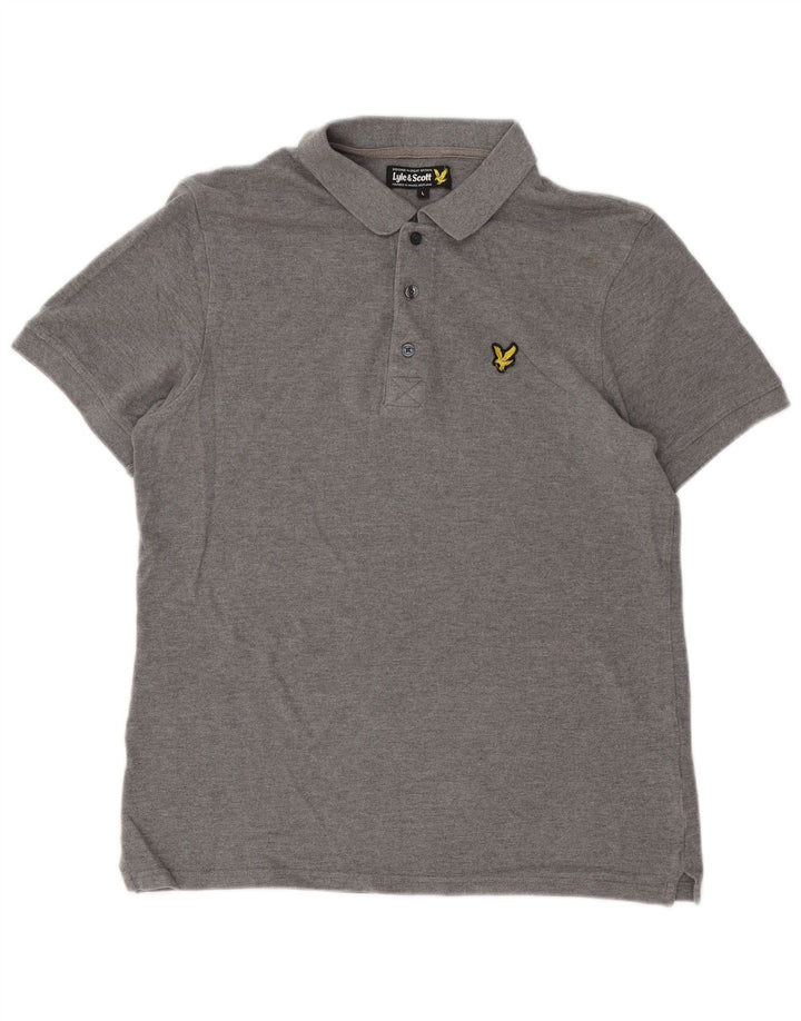 Polo da uomo Lyle & Scott grande in cotone grigio