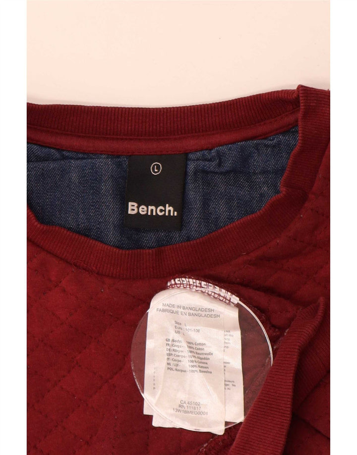 Felpa da uomo Bench, maglione grande, colore rosso, in cotone color block