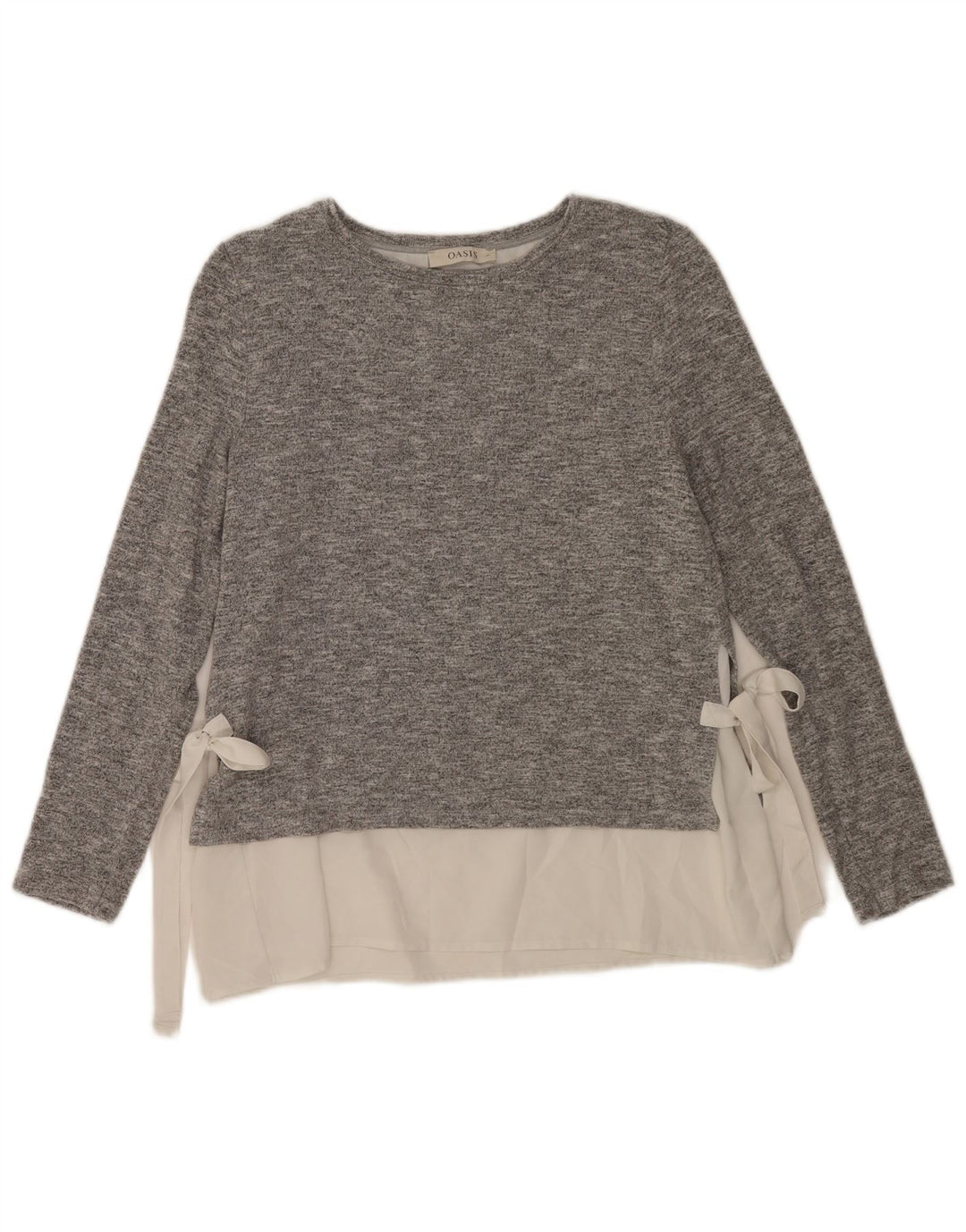 Top da donna a maniche lunghe Oasis UK 12 Viscosa chiazzata grigio medio