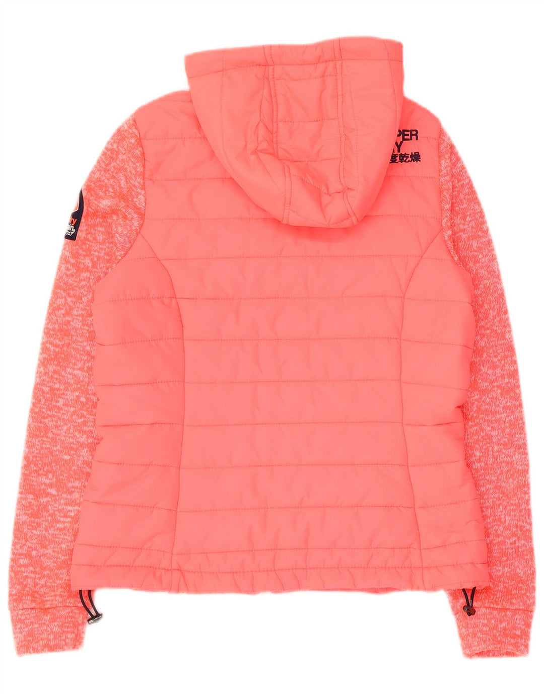 Giubbotto bomber con cappuccio da donna Superdry UK 8 piccolo nylon screziato rosa