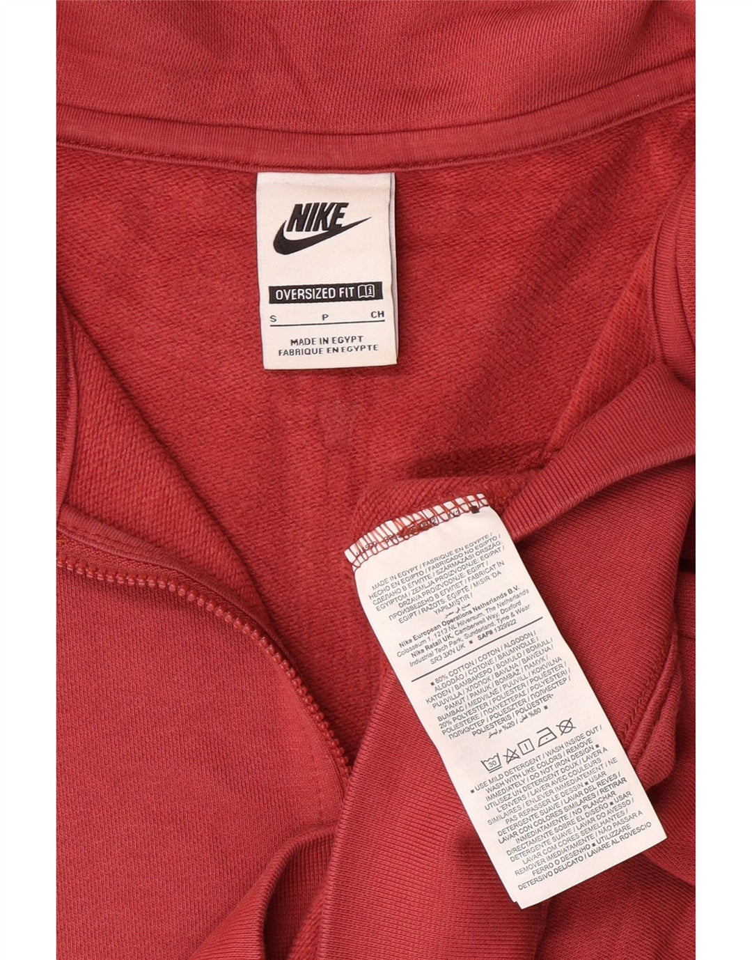 NIKE Felpa da donna oversize con collo con zip e grafica, maglione UK 10 piccolo rosa