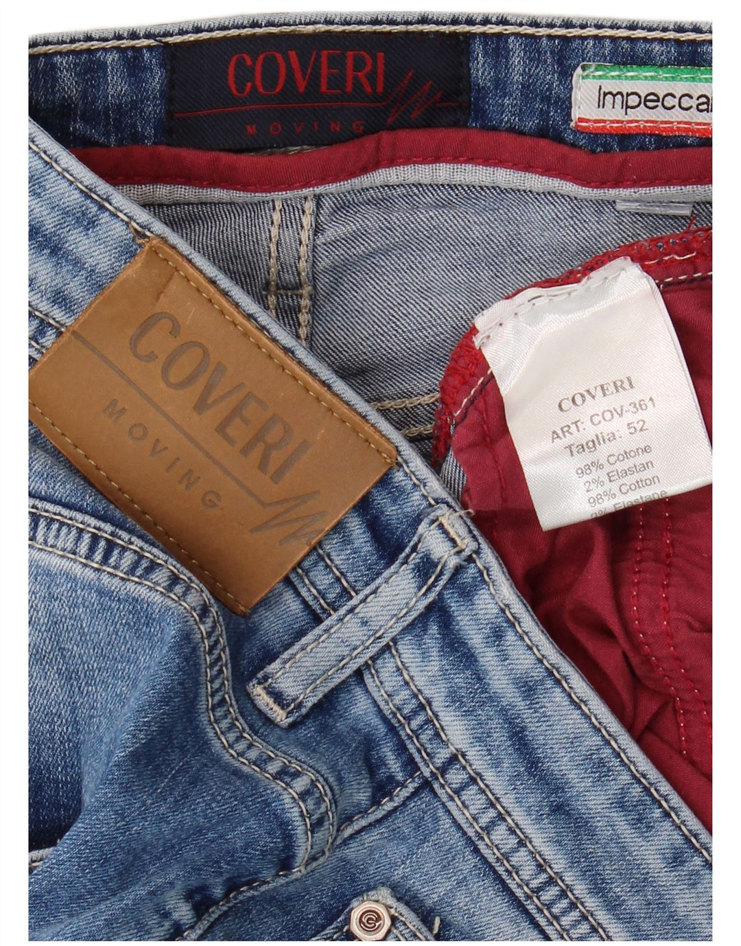 COVERI Pantaloncini di jeans da uomo IT 52 XL W38 Blu Cotone