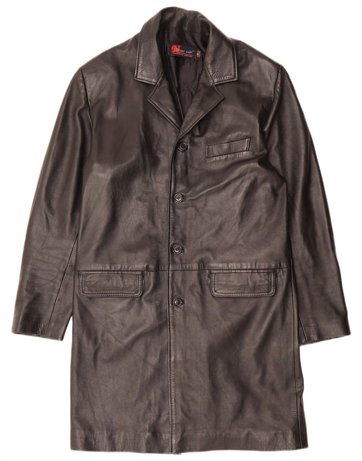 Cappotto in pelle da uomo VINTAGE UK 38 Pelle nera media