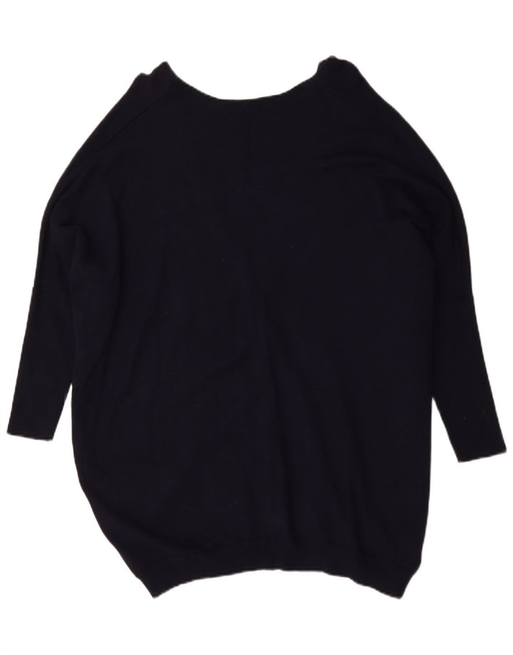 Maglione maglione oversize con scollo a V da donna Zara UK 14 blu navy medio