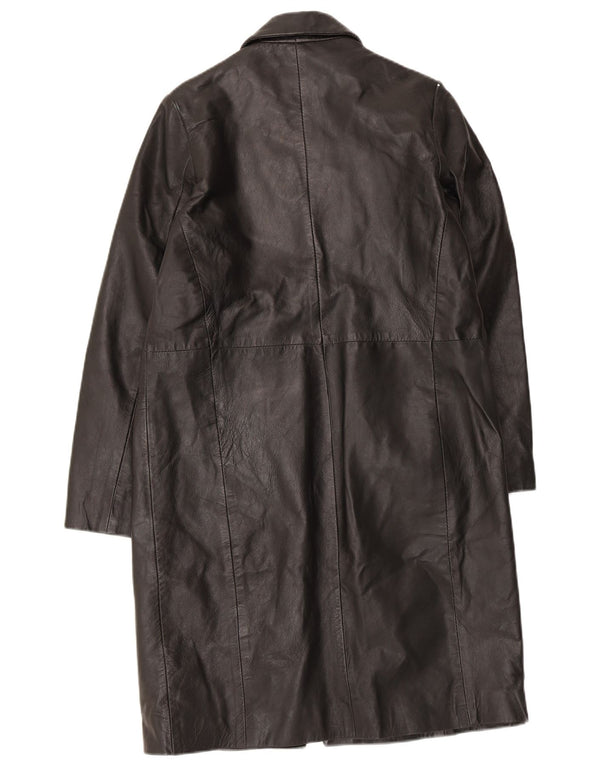 Sasha Cappotto in pelle da donna a 3 bottoni UK 10 Small Nero
