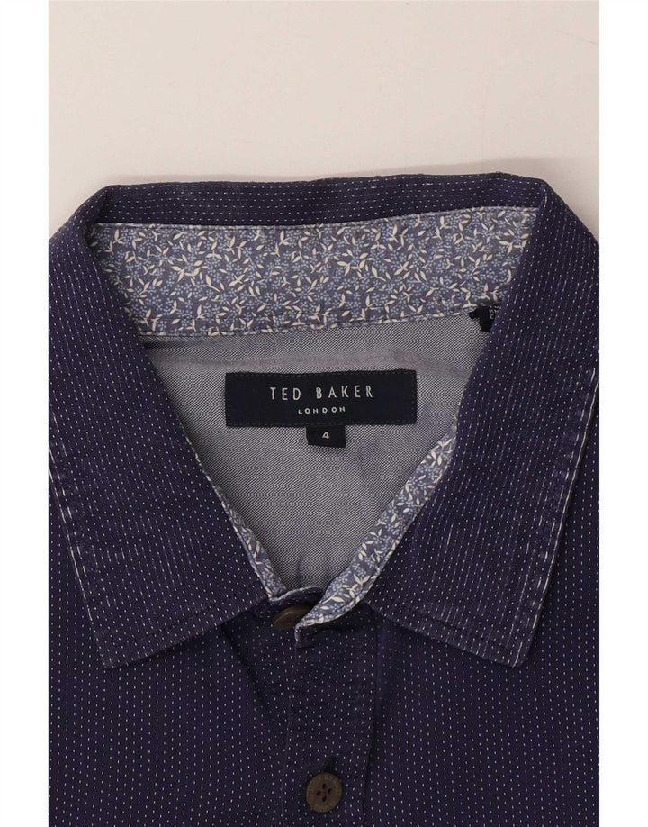 Camicia da uomo Ted Baker taglia 4 grande blu navy maculato