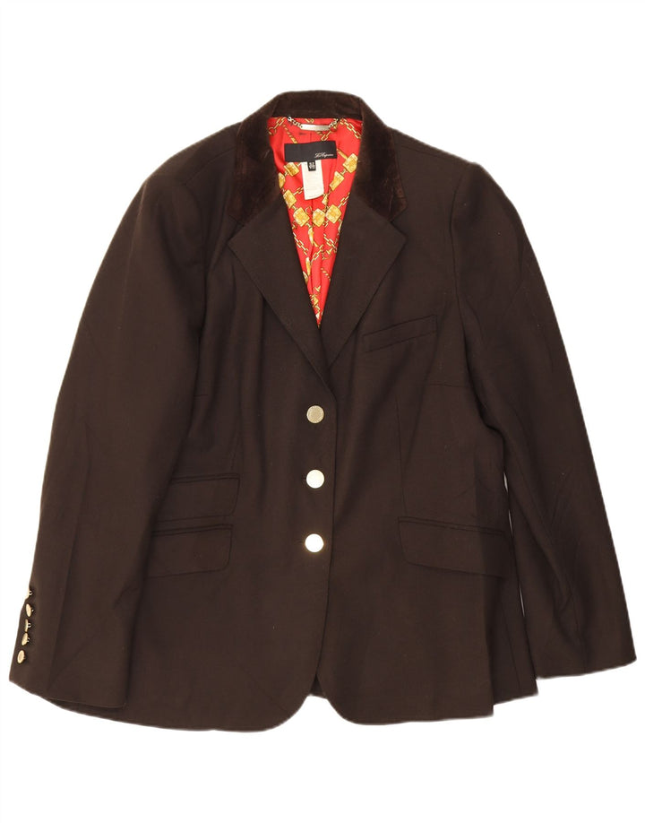 Giacca blazer a 3 bottoni da donna Les Copains IT 52 2XL Lana vergine marrone