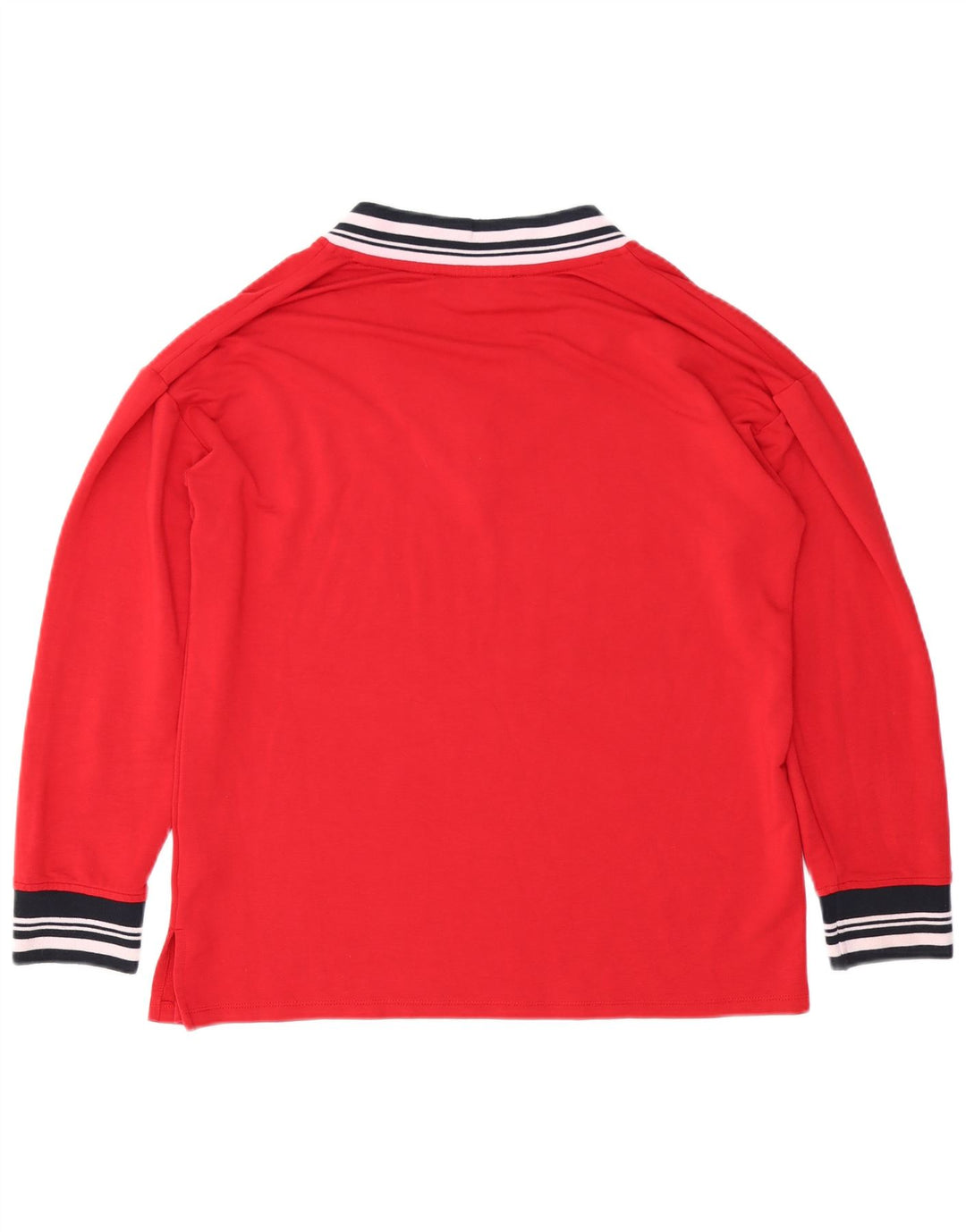 TOMMY HILFIGER Top da donna a maniche lunghe UK 14 Viscosa rossa media