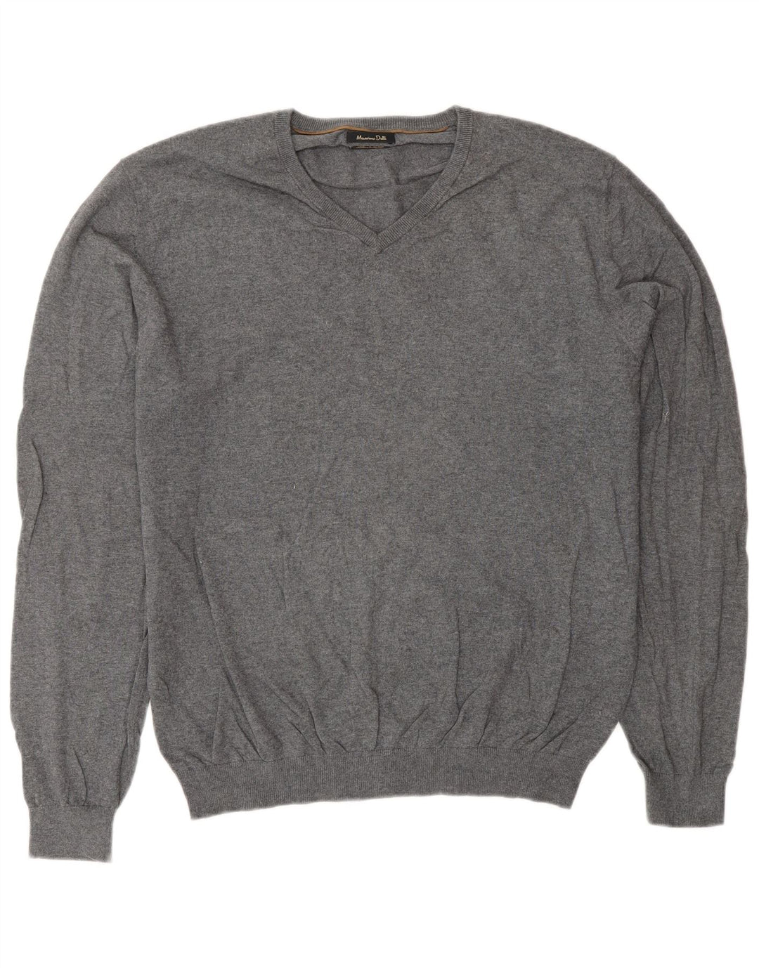 Massimo Dutti Maglione da uomo con scollo a V XL in cotone grigio