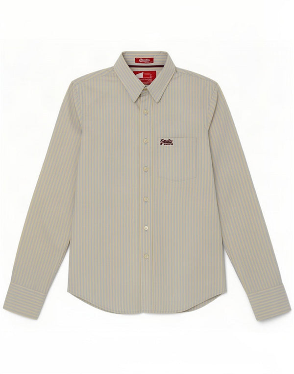 Camicia da uomo Superdry piccola in cotone a righe blu