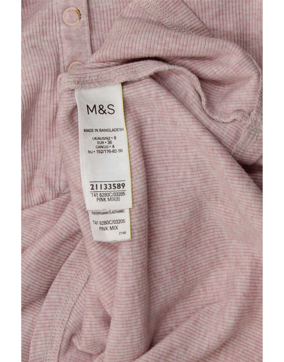 Marks & Spencer Top da donna a maniche lunghe UK 8 Small Rosa Poliestere