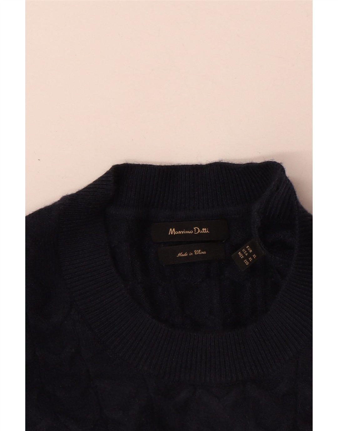 Massimo Dutti Maglione da uomo girocollo in viscosa XL blu navy
