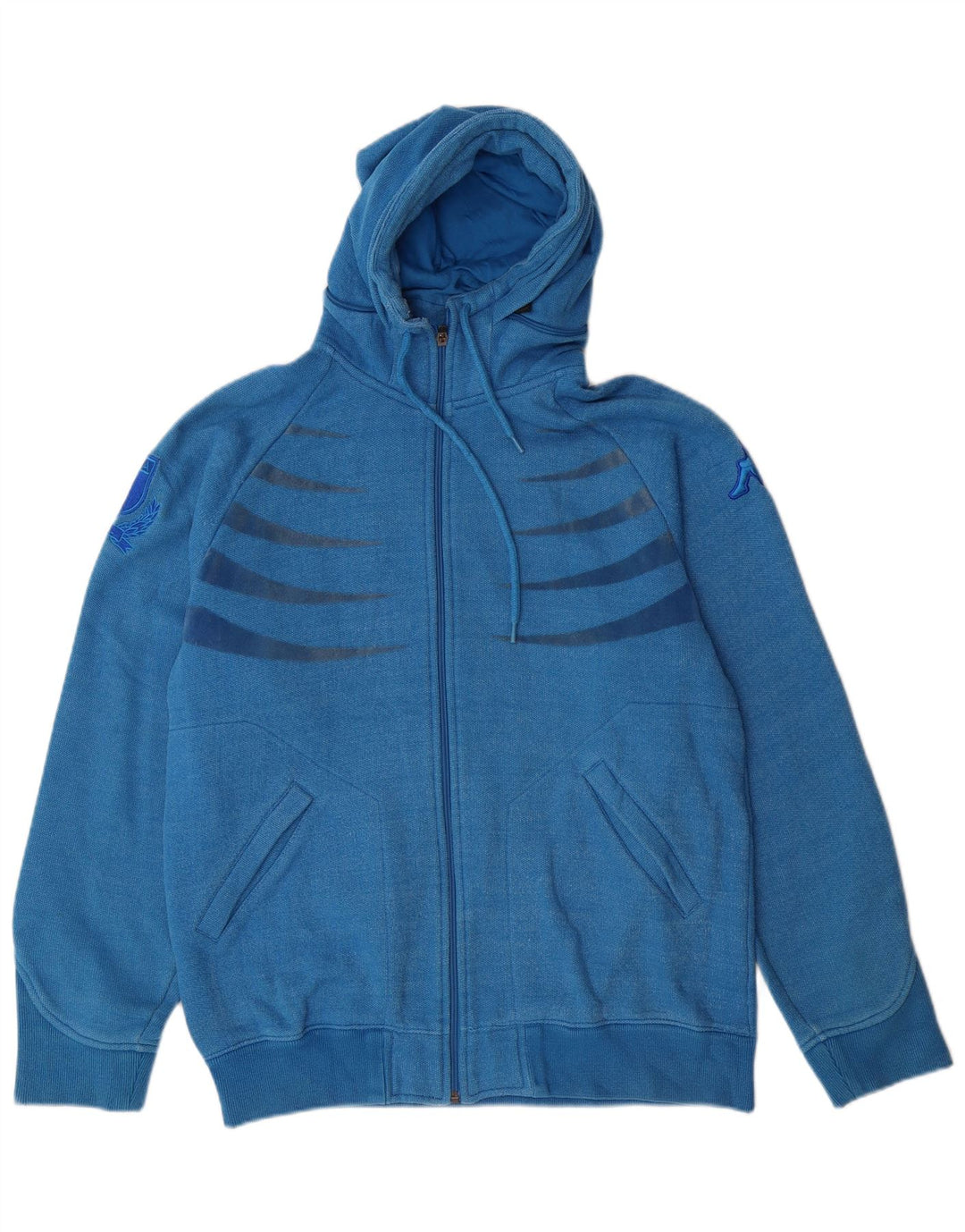 Maglione con cappuccio e zip da uomo Kappa in cotone a righe grandi blu