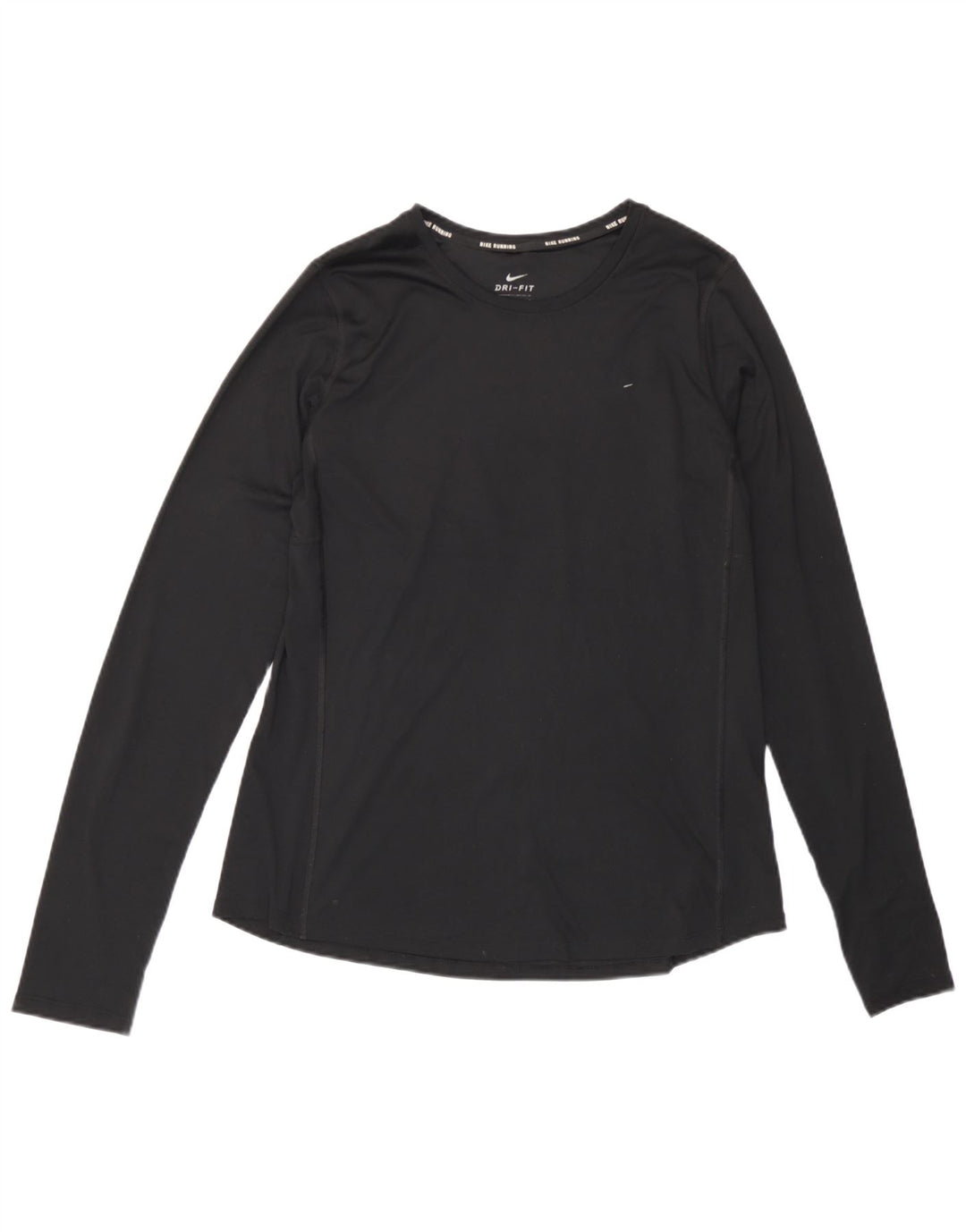 Nike Dri Fit Top da donna a manica lunga UK 14 Large Nero Poliestere