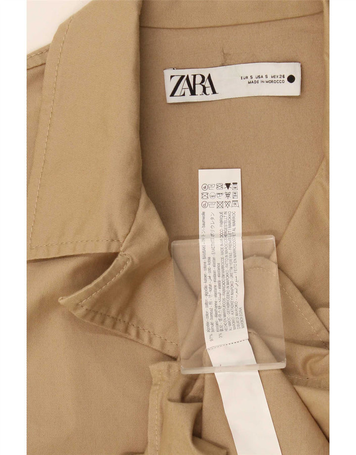 Giacca blazer oversize a 3 bottoni da donna Zara UK 10 piccola in cotone beige