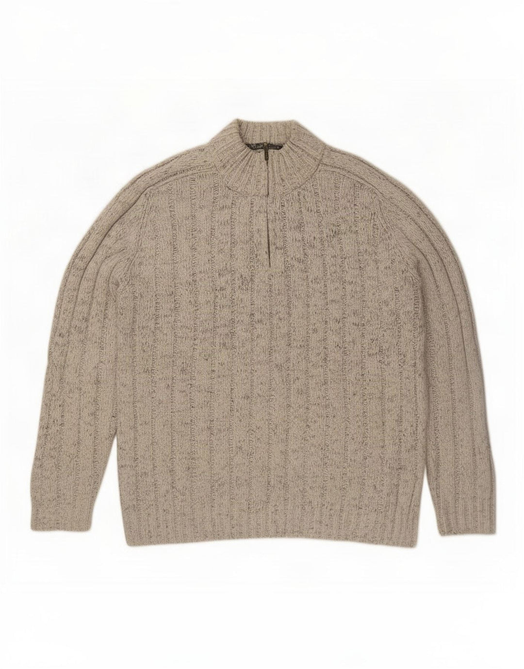 Maglione da uomo Marks & Spencer con zip e collo 2XL in lana screziata grigia