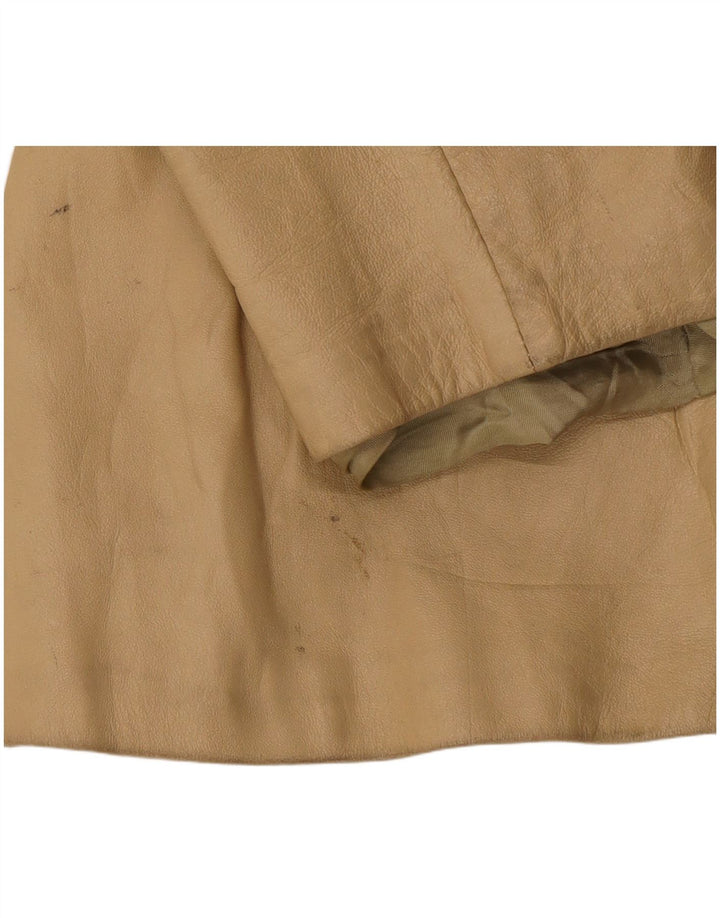 Giacca in pelle vintage da donna IT 46 grande beige