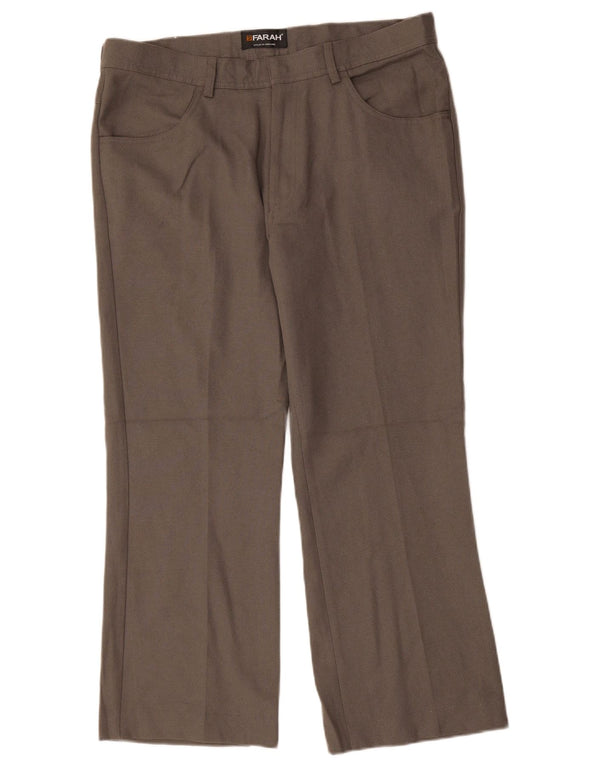FARAH Mens Straight Casual Trousers W34 L27 Grey Polyester